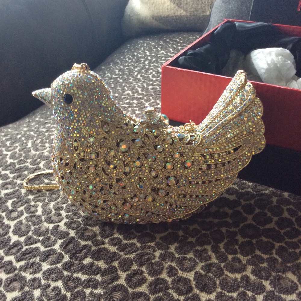 Bird rhinestone purse Clutch/shoulder strap